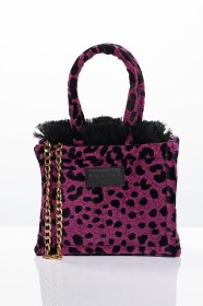 LEOPARD VELVET MAGENTA MINI TOTE BAG (2)